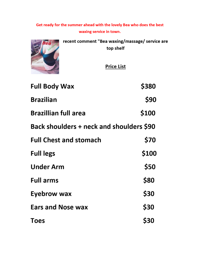 body waxing rates