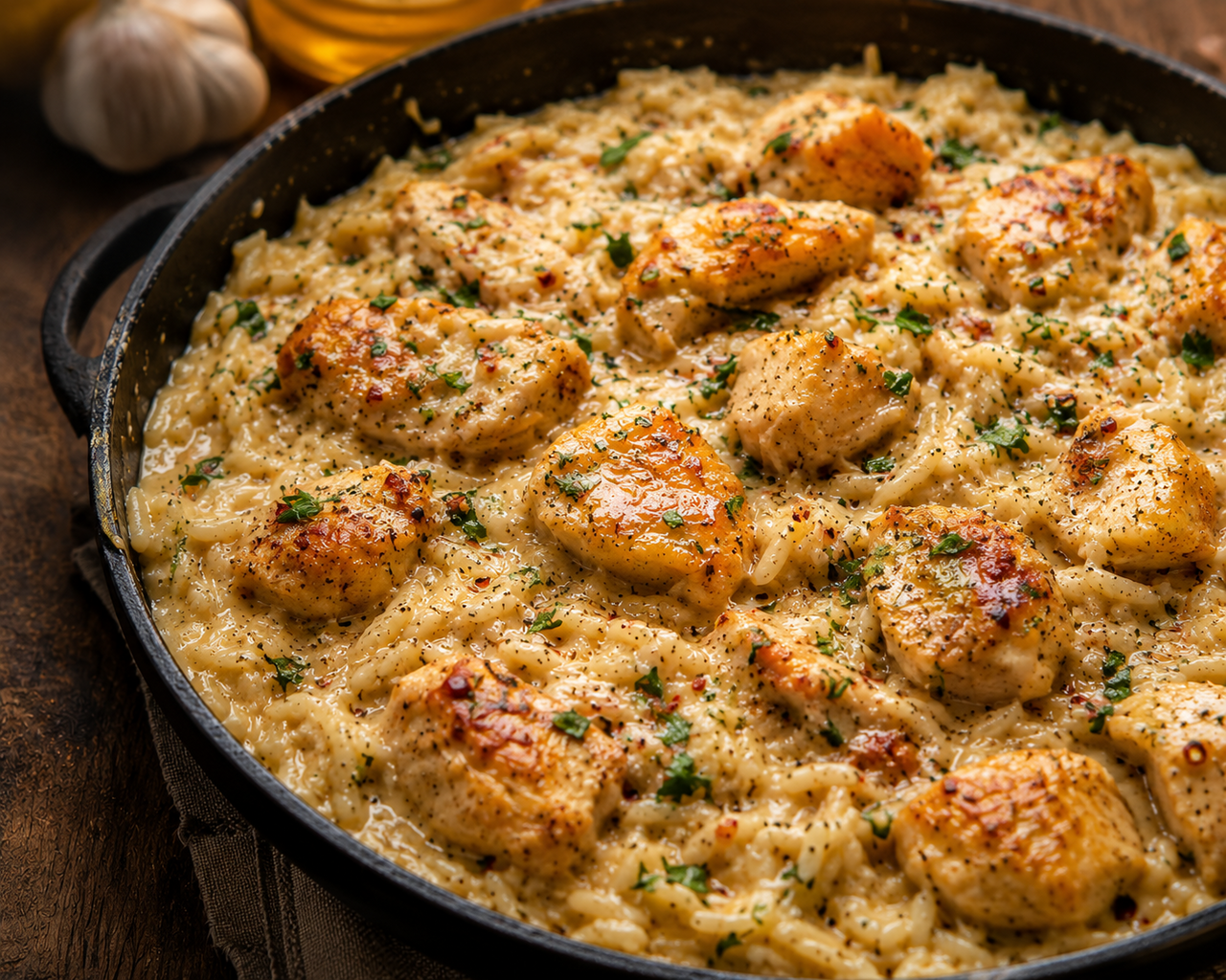Creamy Garlic Butter Chicken & Rice escorts Langtrees.com