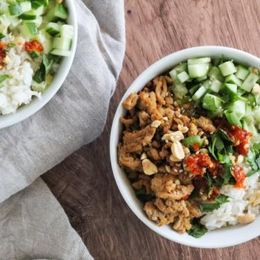 Easy chicken mince bowl Langtrees.com
