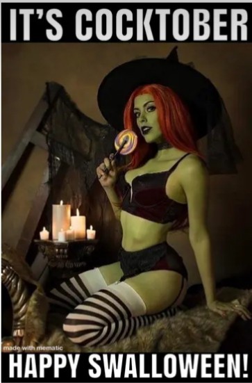 sexy witch with red hair and black bikini
