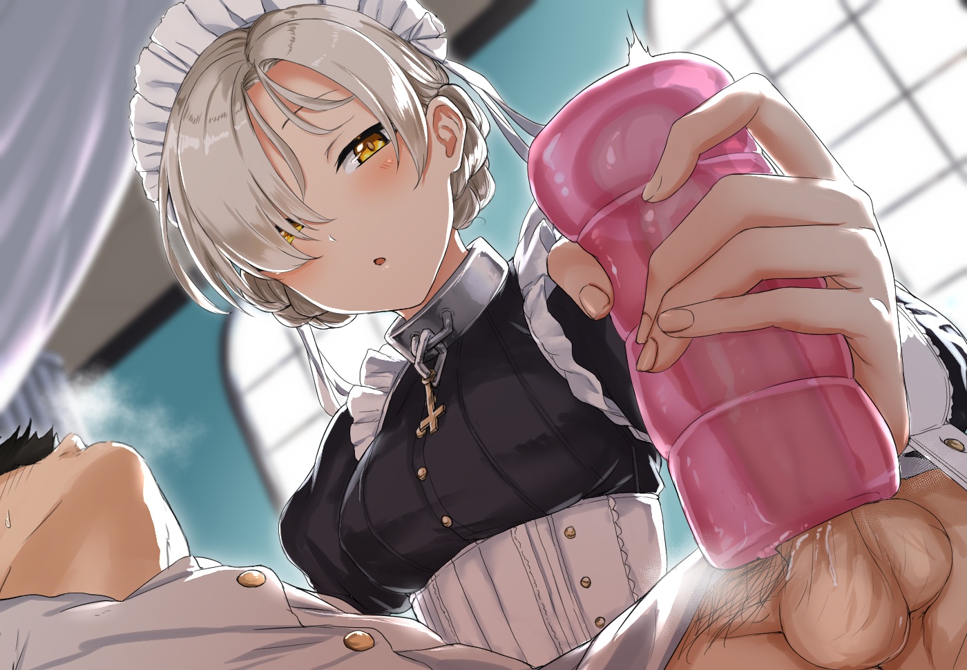 Konachan.com - 277359 anthropomorphism aoi_chizuru azur_lane blush braids collar cross gray_ha...jpg