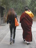 couple walikg on footpath in Bejing couple walikg on footpath in Bejing